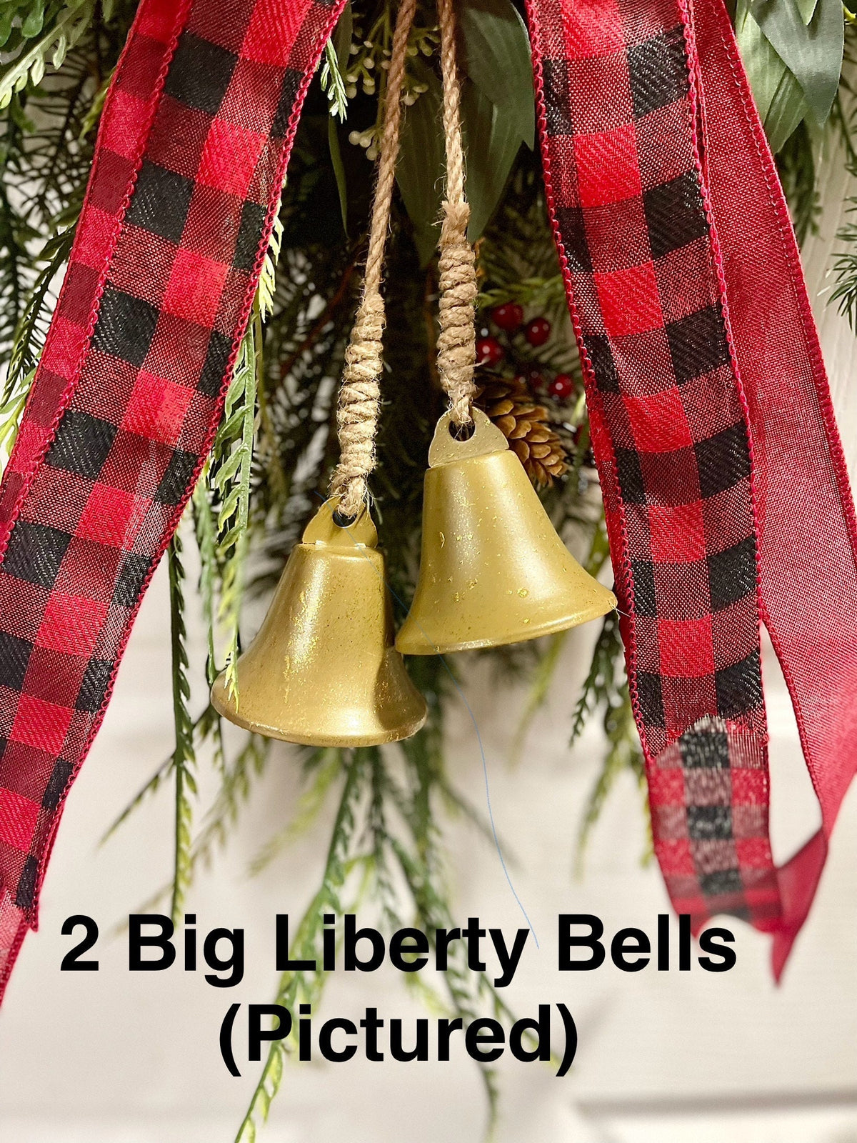 Red Berry Christmas Wreath, Buffalo Check Bow, Farmhouse Winter Decor